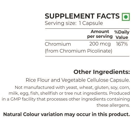 Nutrition Planet Chromium Picolinate Nutrition Facts