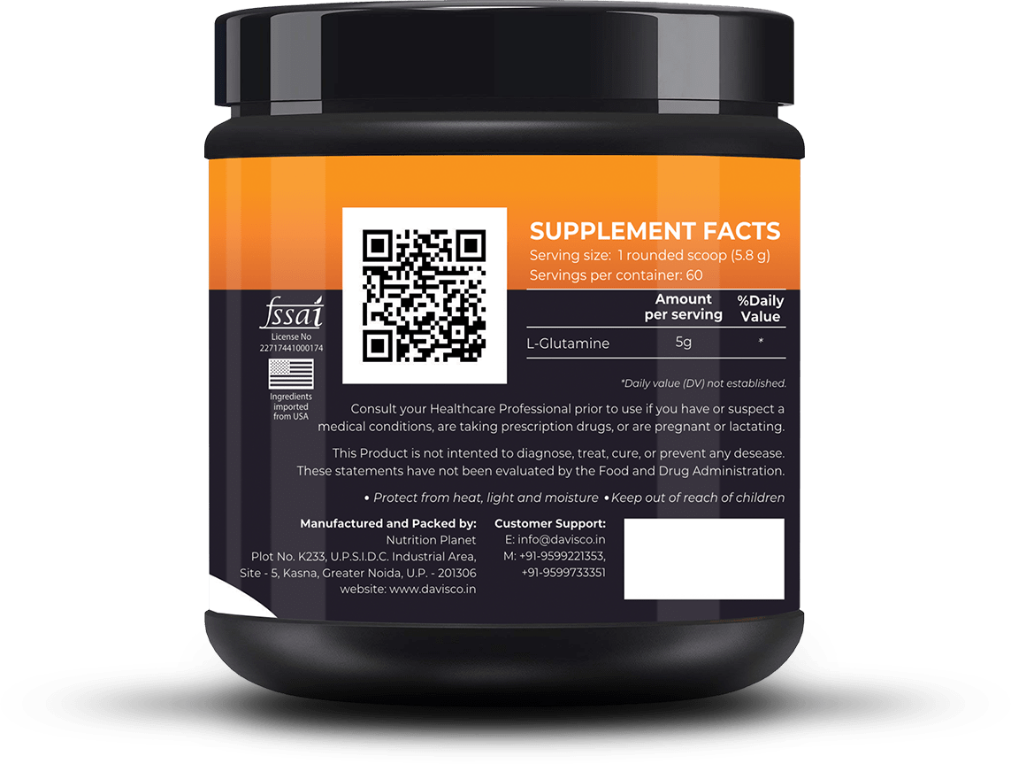 GlutamineLGlutamine supplementation can minimize breakdown of muscle