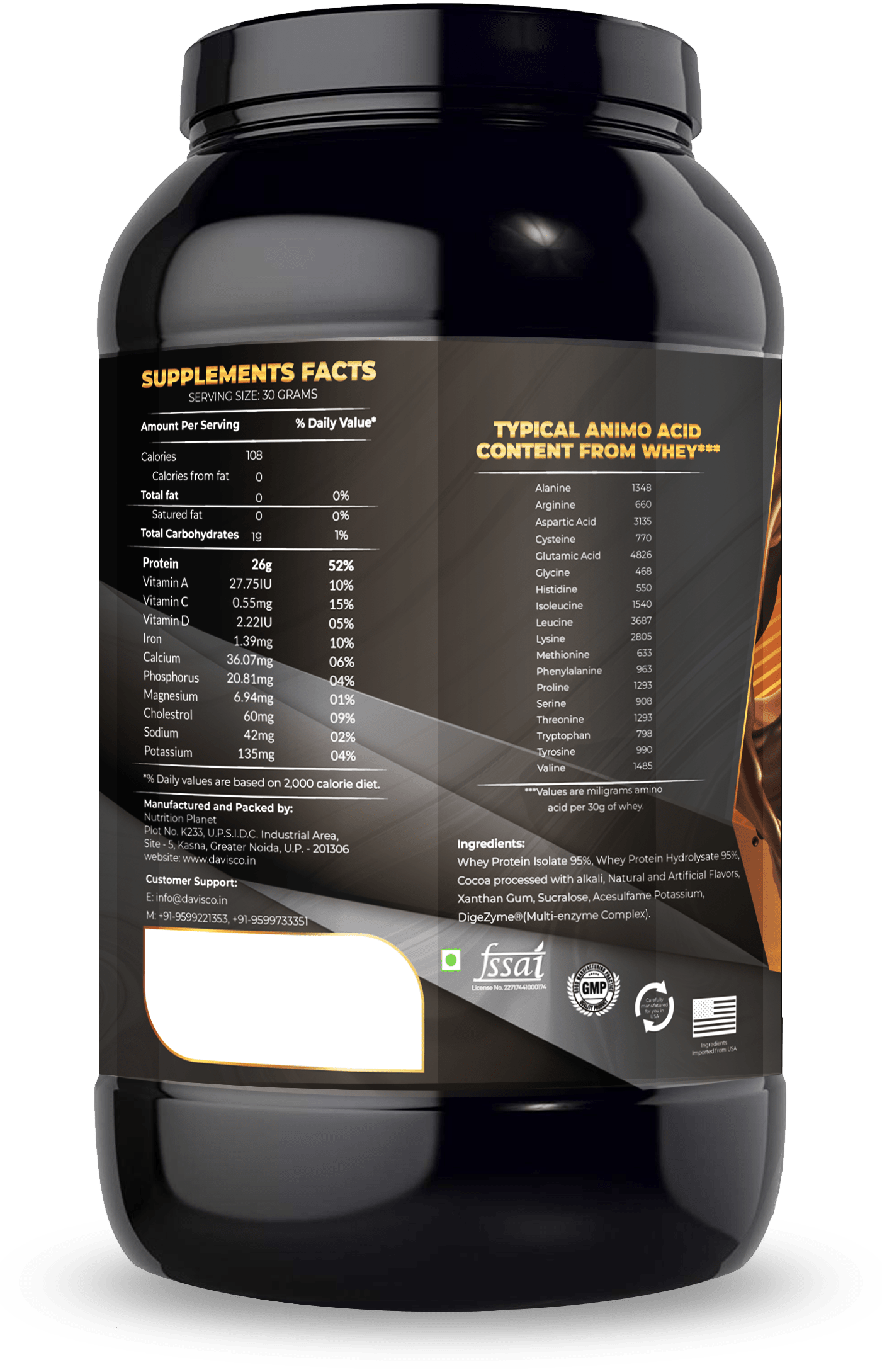 Gold Whey:Premium blend of Whey Protein Hydrolysate & Isolate with 26g